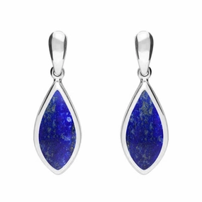 Sterling Silver Lapis Lazuli Small Pointed Pear Drop Earrings