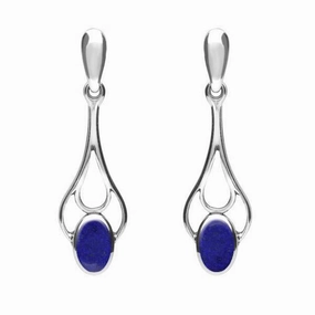 Sterling Silver Lapis Lazuli Spoon Drop Earrings