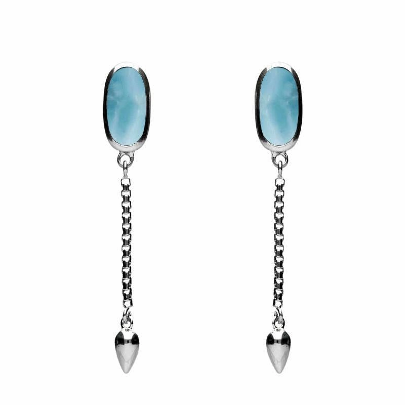 Sterling Silver Larimar Lineaire Medium Drop Stud Earrings