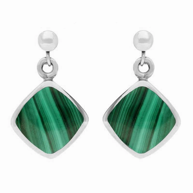 Sterling Silver Malachite Dinky Drop Earrings
