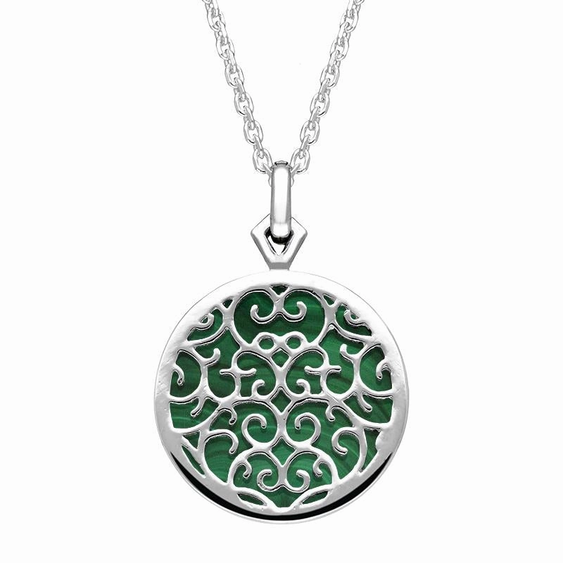 Sterling Silver Malachite Flore Filigree Necklace