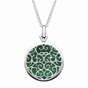 Sterling Silver Malachite Flore Filigree Necklace