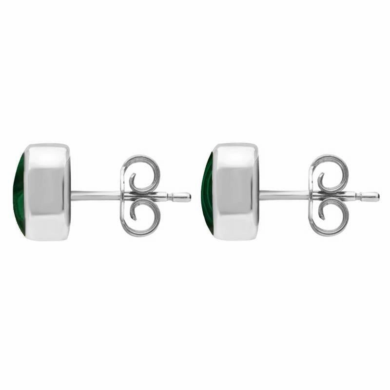 Sterling Silver Malachite Small Dinky Cushion Stud Earrings