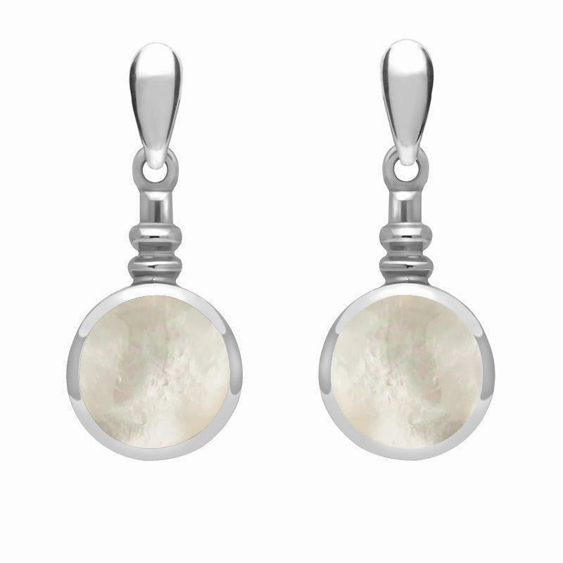 Sterling Silver Mother of Pearl Bottle Top Drop Earrings