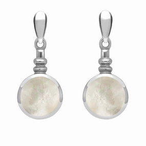 Sterling Silver Mother of Pearl Bottle Top Drop Earrings