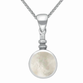 Sterling Silver Mother of Pearl Bottle Top Necklace
