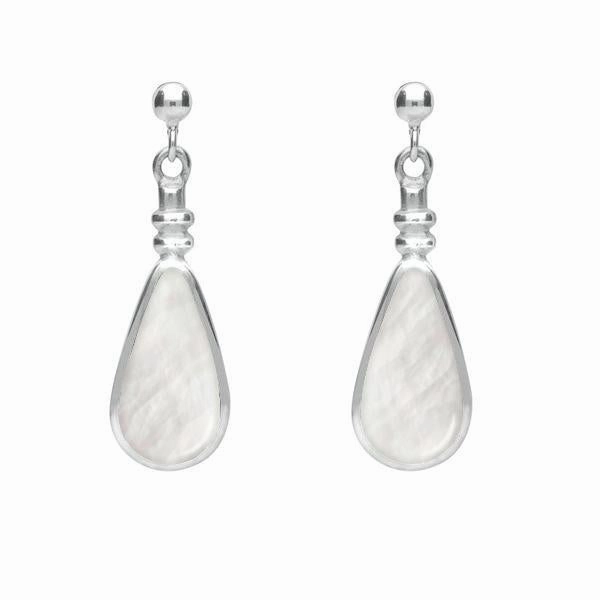 Sterling Silver Mother of Pearl Bottle Top Pear Drop Earrings