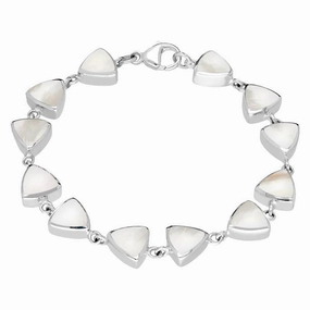 Sterling Silver Mother of Pearl Curved Triangle Bracelet