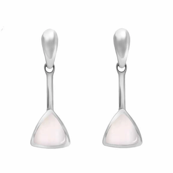 Sterling Silver Mother of Pearl Curved Triangle Drop Earrings
