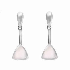 Sterling Silver Mother of Pearl Curved Triangle Drop Earrings