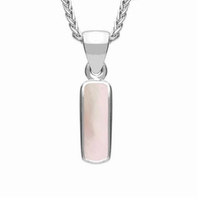 Sterling Silver Mother of Pearl Dinky Oblong Necklace
