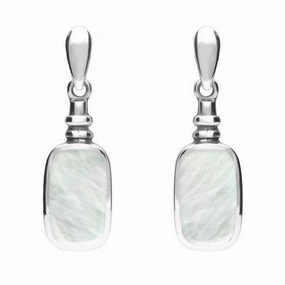 Sterling Silver Mother of Pearl Oblong Bottle Top Drop Earrings