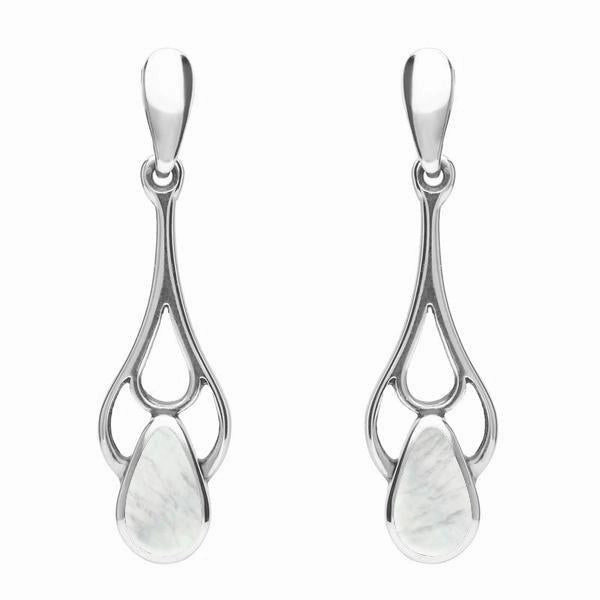 Sterling Silver Mother of Pearl Pear Spoon Earrings