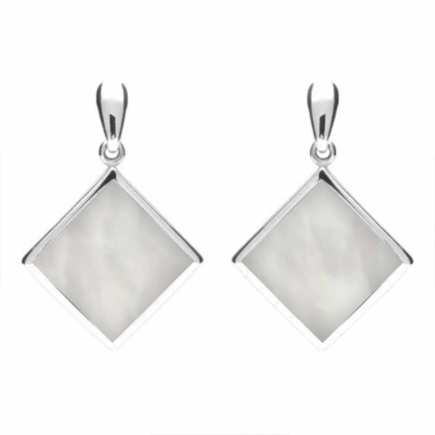 Sterling Silver Mother of Pearl Rhombus Drop Earrings