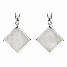 Sterling Silver Mother of Pearl Rhombus Drop Earrings