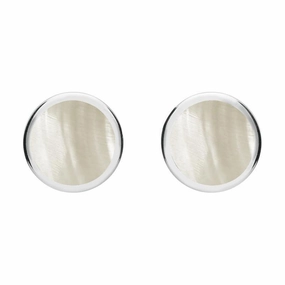 Sterling Silver Mother of Pearl Round Stud Earrings