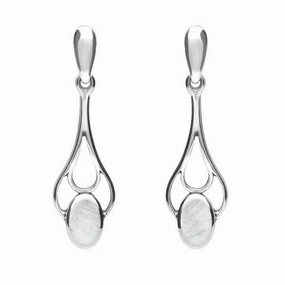 Sterling Silver Mother of Pearl Spoon Drop Earrings