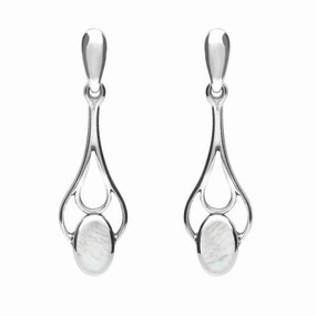 Sterling Silver Mother of Pearl Spoon Drop Earrings
