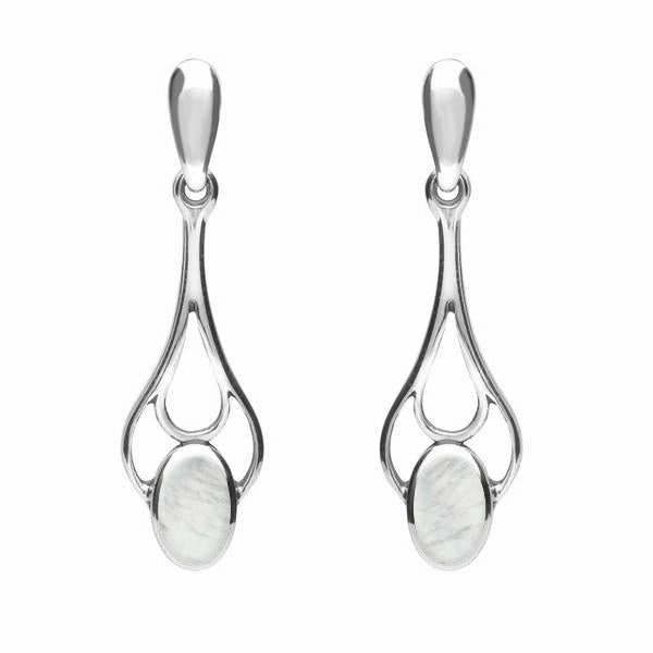 Sterling Silver Mother of Pearl Spoon Drop Earrings