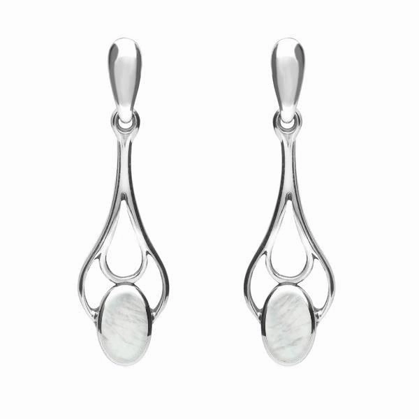 Sterling Silver Mother of Pearl Spoon Drop Earrings