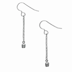 Sterling Silver Oxidised Tiny Skull Chain Drop Earrings