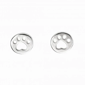Sterling Silver Paw Print Stud Earrings A2063