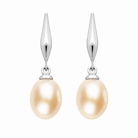 Sterling Silver Pearl Peach Drop Earrings