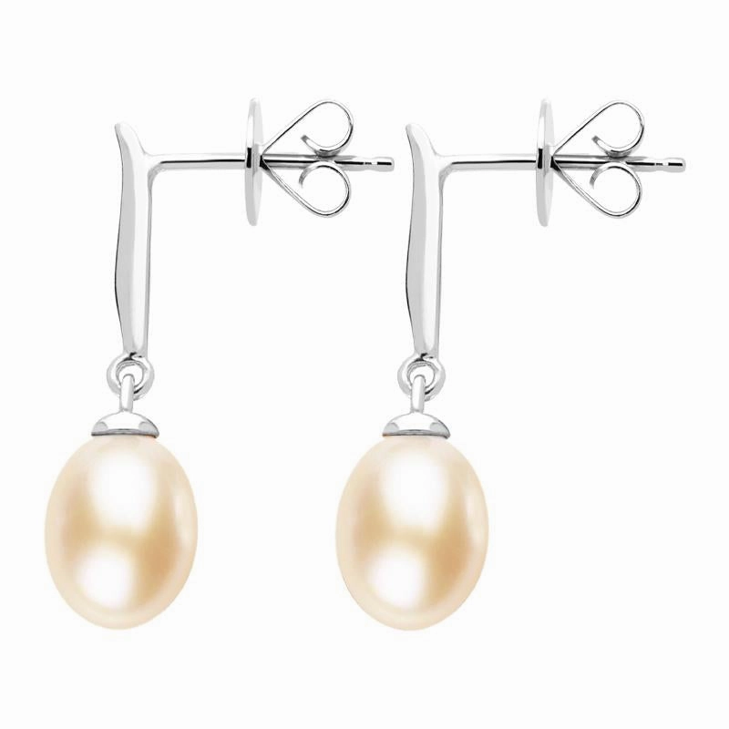 Sterling Silver Pearl Peach Drop Earrings