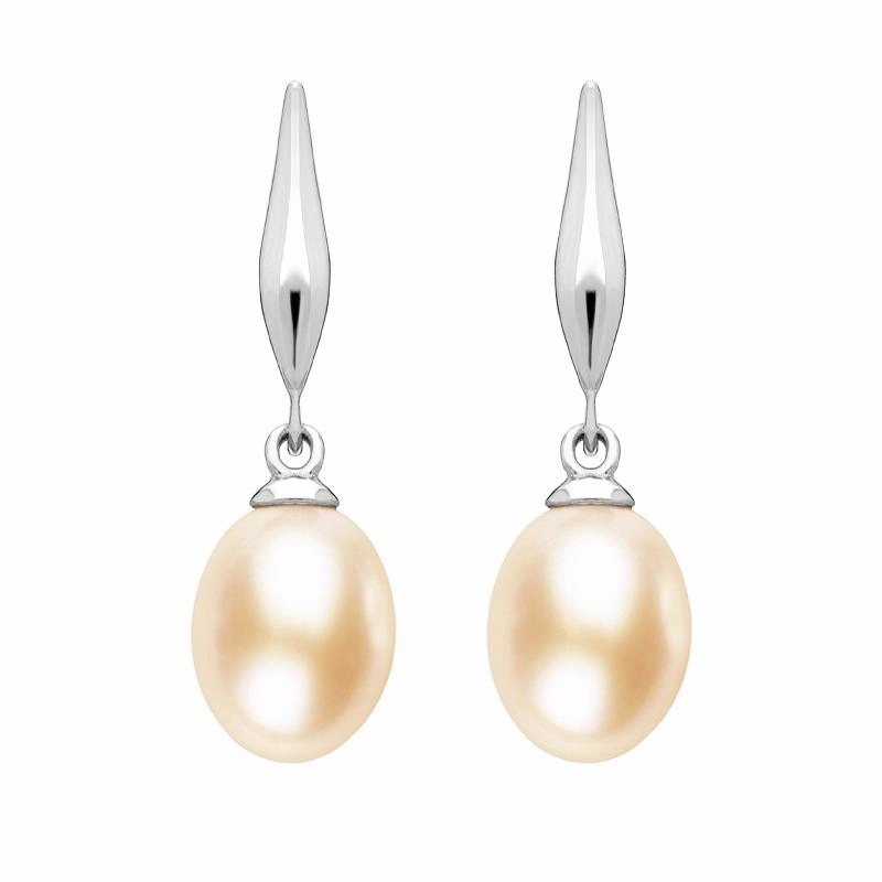 Sterling Silver Pearl Peach Drop Earrings