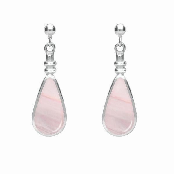 Sterling Silver Pink Mother of Pearl Bottle Top Pear Drop Earrings
