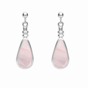 Sterling Silver Pink Mother of Pearl Bottle Top Pear Drop Earrings