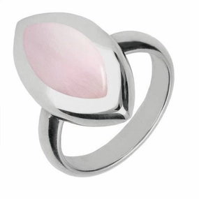 Sterling Silver Pink Mother of Pearl Framed Marquise Ring