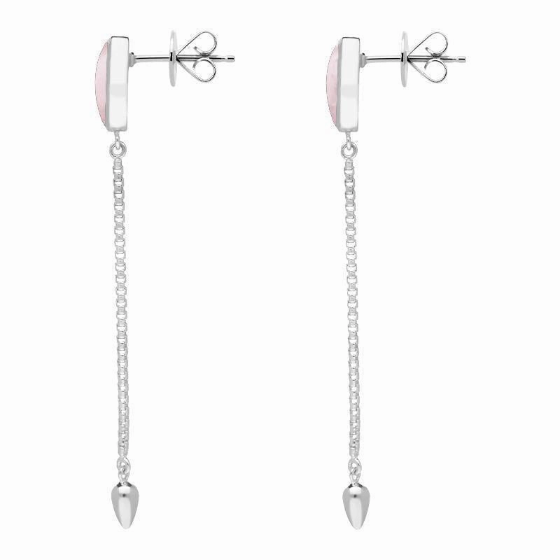 Sterling Silver Pink Mother Of Pearl Lineaire Long Drop Stud Earrings