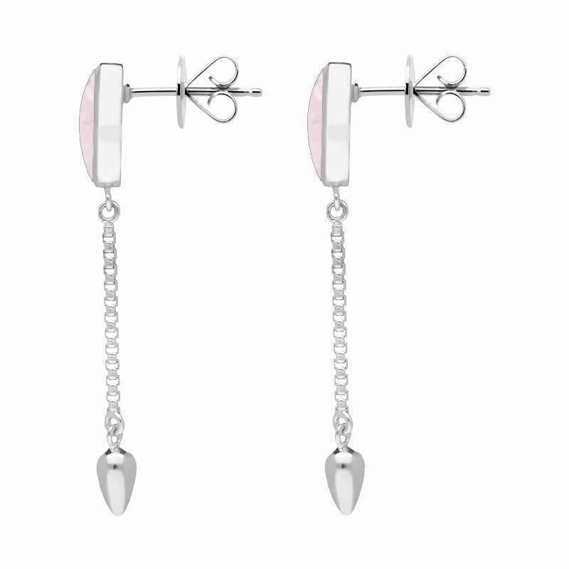 Sterling Silver Pink Mother of Pearl Lineaire Medium Drop Stud Earrings