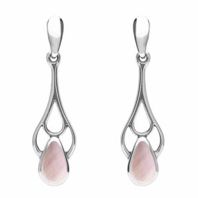 Sterling Silver Pink Mother of Pearl Pear Spoon Earrings