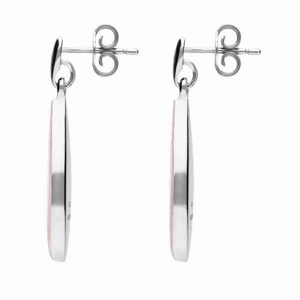 Sterling Silver Pink Mother of Pearl Pointed Pear Drop Earrings