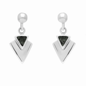 Sterling Silver Preseli Bluestone Arrowhead Drop Earrings