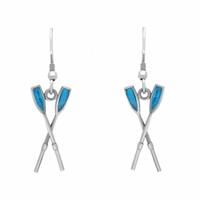 Sterling Silver Regatta Blue Oar Drop Earrings
