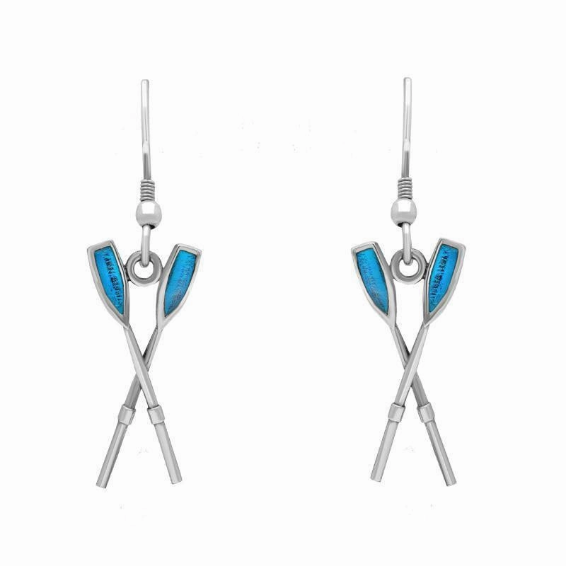 Sterling Silver Regatta Blue Oar Drop Earrings