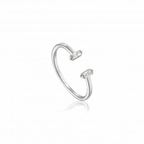 Sterling Silver Rhodium Plated Glow Adjustable Ring R018-04H