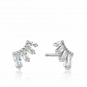 Sterling Silver Rhodium Plated Glow Bar Stud Earrings E018-04H