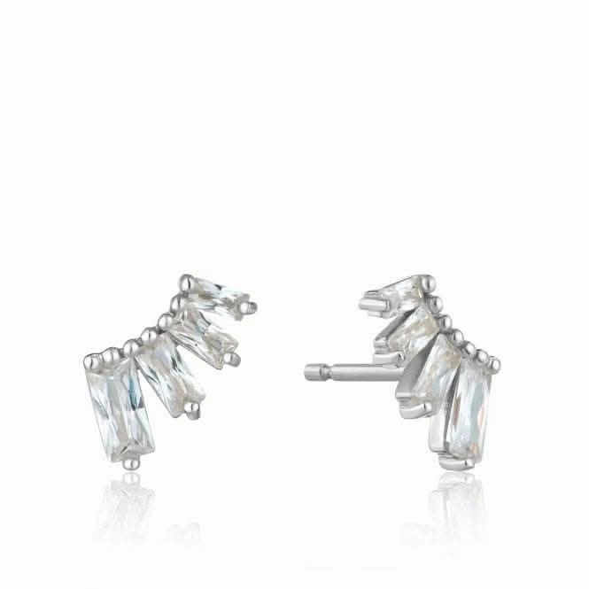 Sterling Silver Rhodium Plated Glow Bar Stud Earrings E018-04H