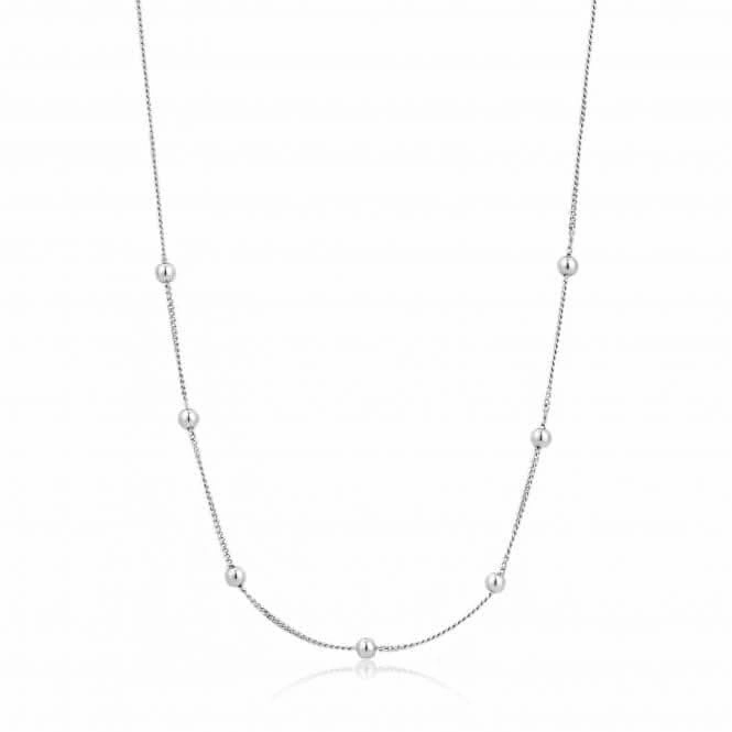 Sterling Silver Rhodium Plated Modern Beaded Necklace N002-03H