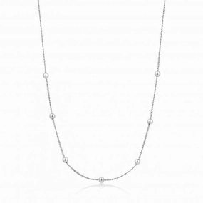 Sterling Silver Rhodium Plated Modern Beaded Necklace N002-03H