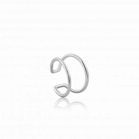 Sterling Silver Rhodium Plated Modern Ear Cuff E002-07H