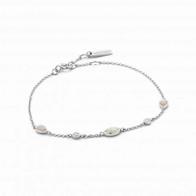 Sterling Silver Rhodium Plated Opal Colour Bracelet B014-02H
