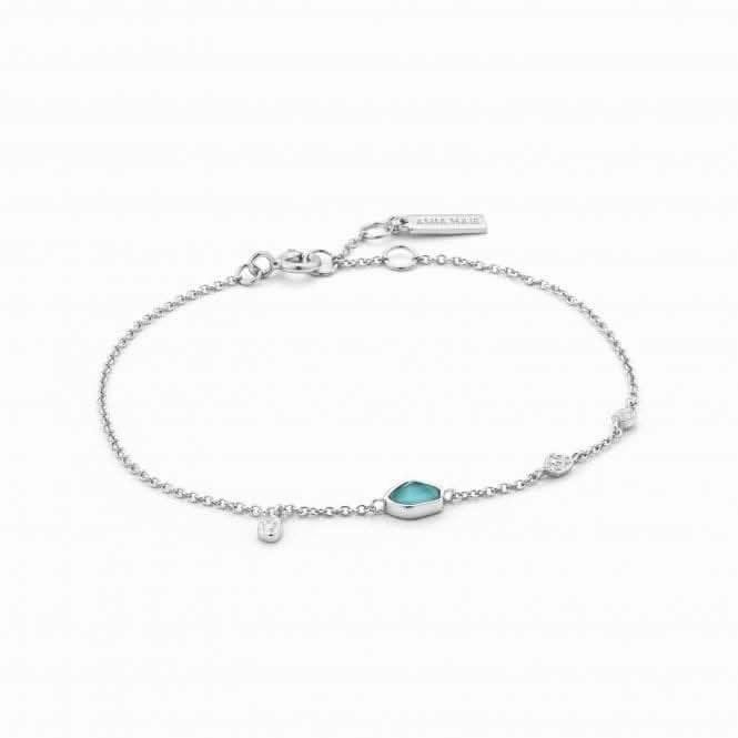 Sterling Silver Rhodium Plated Turquoise Discs Bracelet B014-01H