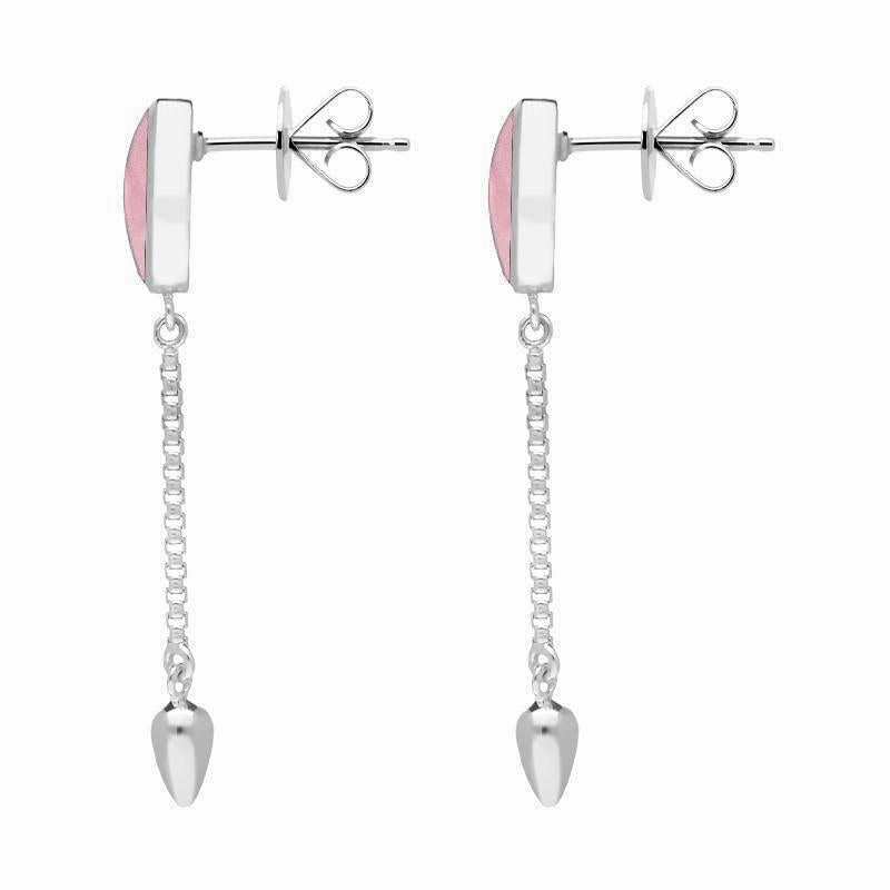 Sterling Silver Rose Quartz Lineaire Medium Drop Stud Earrings