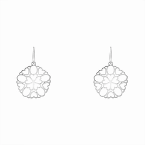 Sterling Silver Round Pierced Heart Hook Drop Earrings