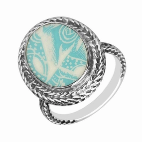 Sterling Silver Royal Crown Derby Mikado Blue Oval Foxtail Ring D